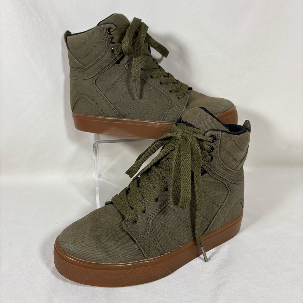 Osiris Skyrise Fabric High Tops Olive Green Sneakers Boy's Size 4 M Q1513194-B
